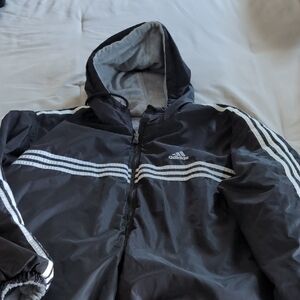Adidas Men's Black and Gray Puffer Jacket